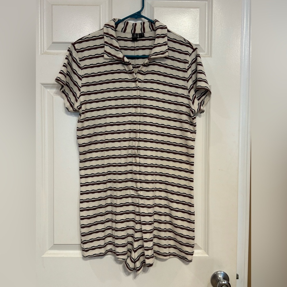 Volcom Cream and Brown Knit Romper